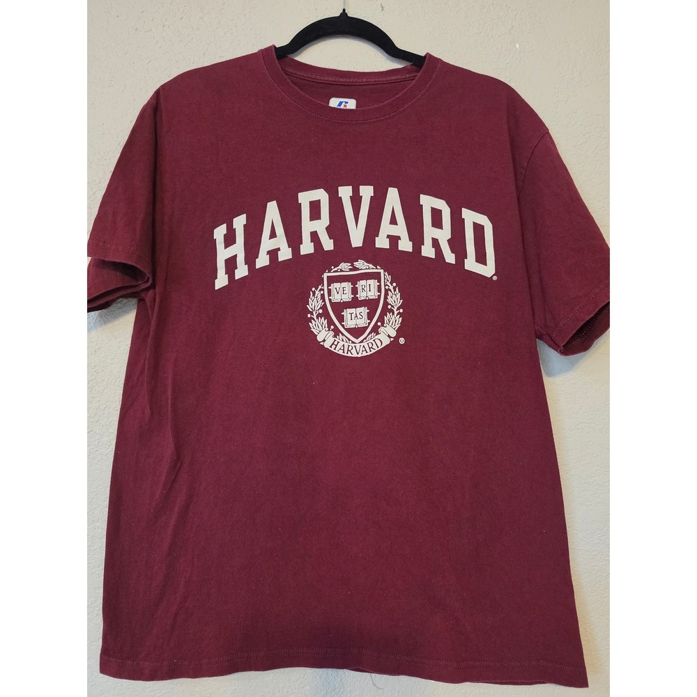 Russell Athletic Harvard University T Shirt Maroon Burgundy Graphic Tee Mens M
